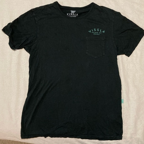 VISSLA 100% Cotton Black Short Sleeve Vintage Wash Tee | Faint Staining - Picture 1 of 9